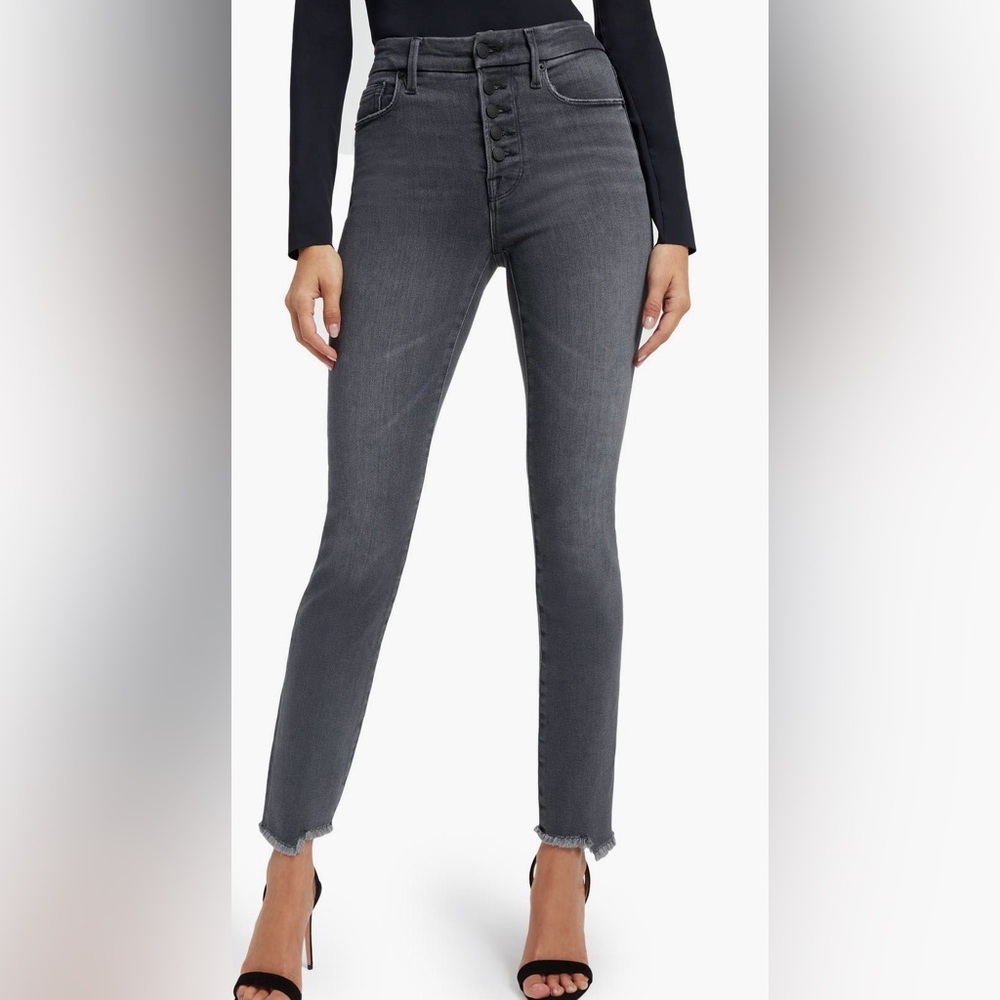 Good American Good Legs Frayed Ankle Cigarette Jeans